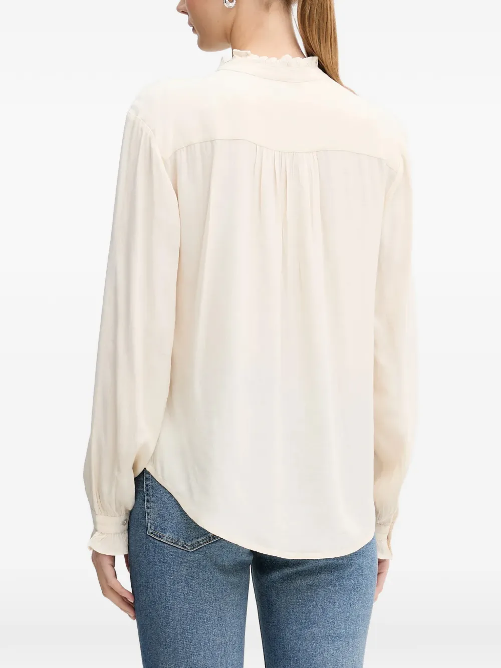  Hoss Intropia Ruffled Button Blouse - Neutrals 