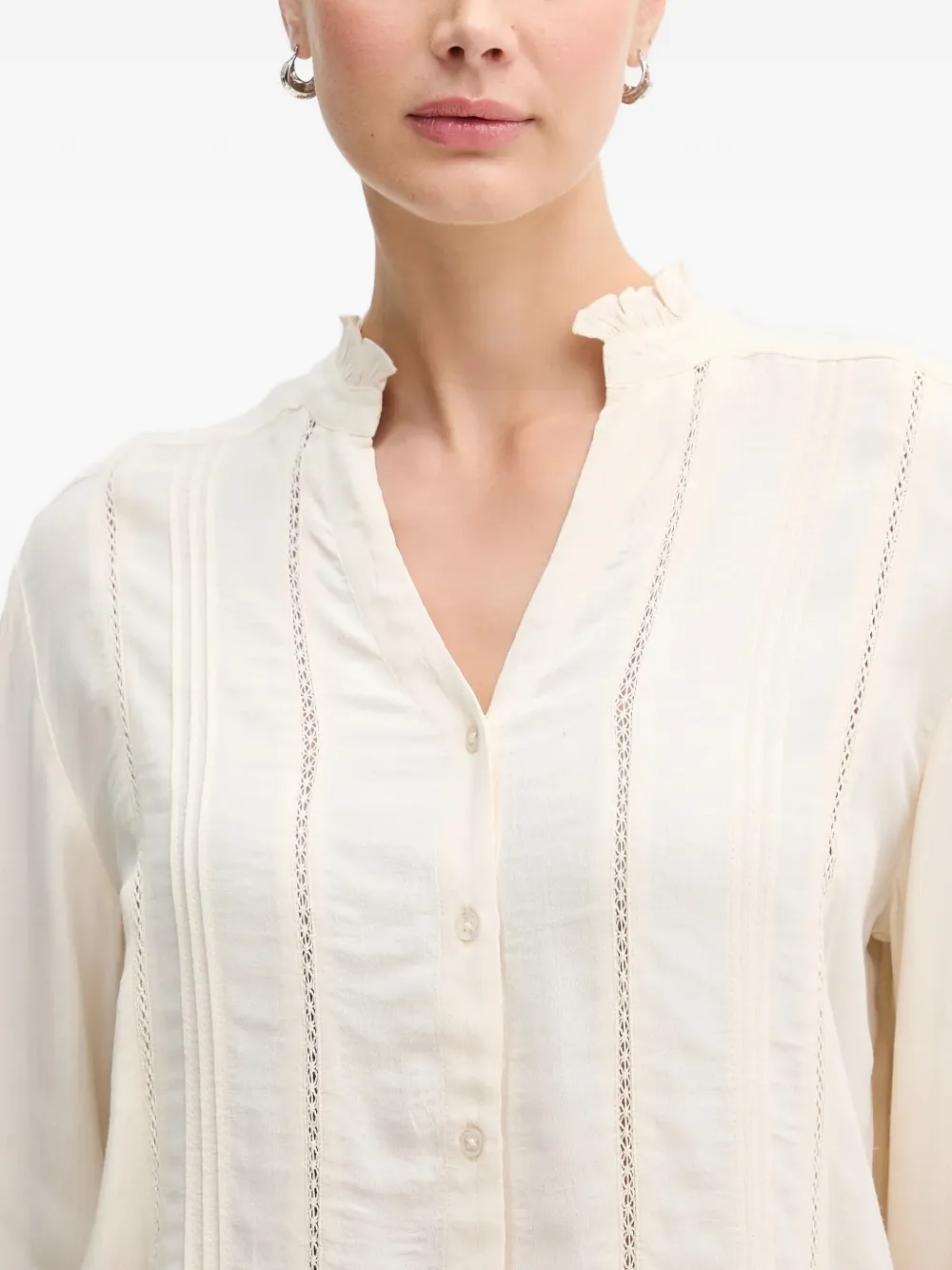 Hoss Intropia Blouse met ruche knopen Beige