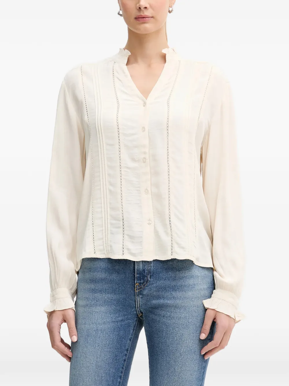 Hoss Intropia ruffled button blouse - Toni neutri