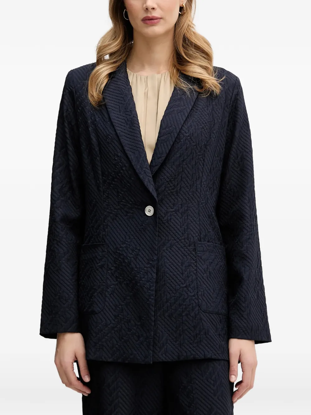 Joseph Ribkoff textured single-breasted blazer - Blue