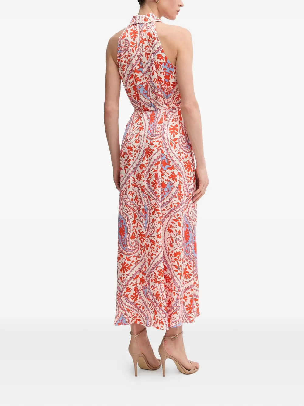  Marc Aurel Collar Floral-print Maxi Dress - Orange 
