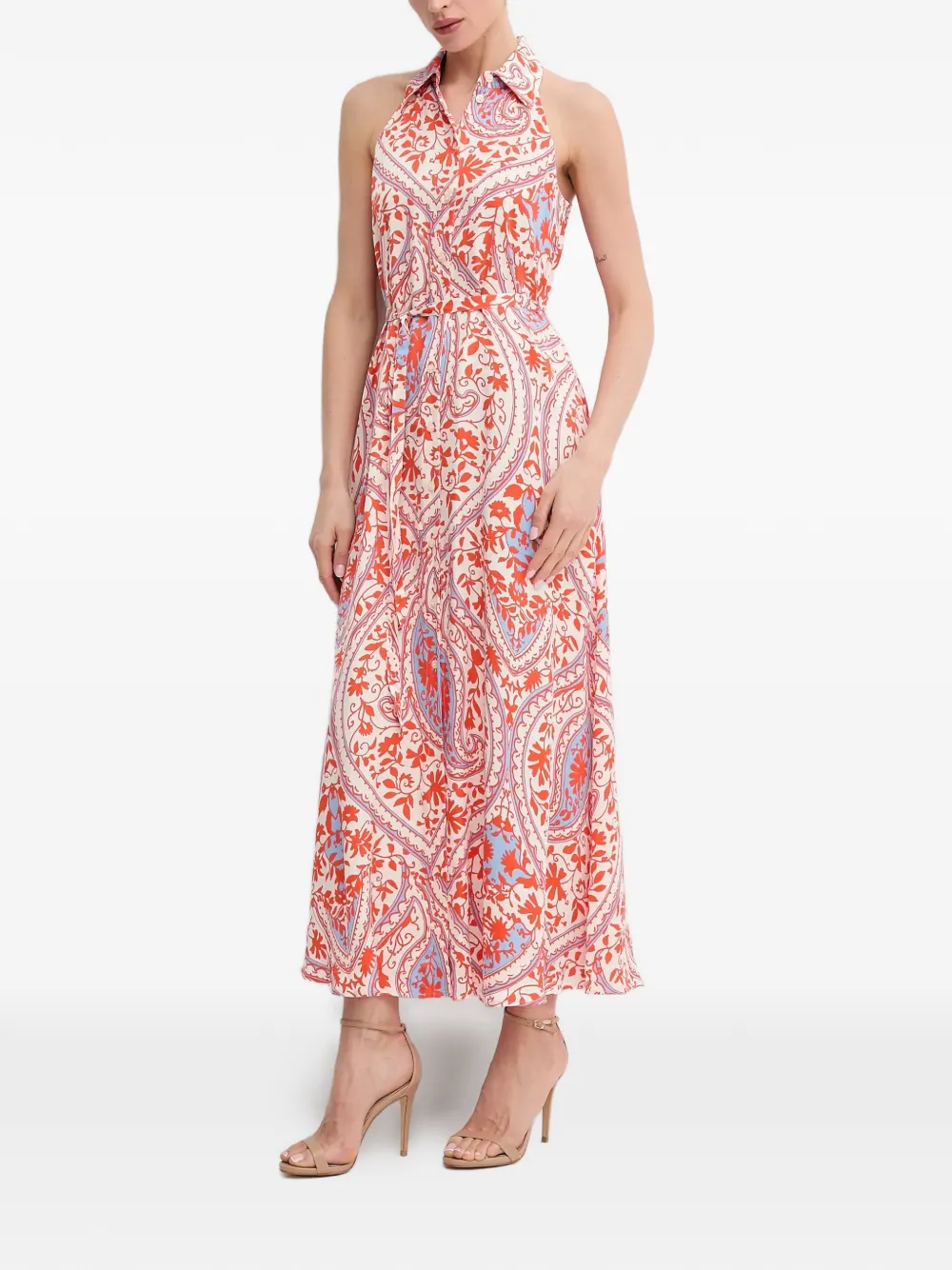  Marc Aurel Collar Floral-print Maxi Dress - Orange 