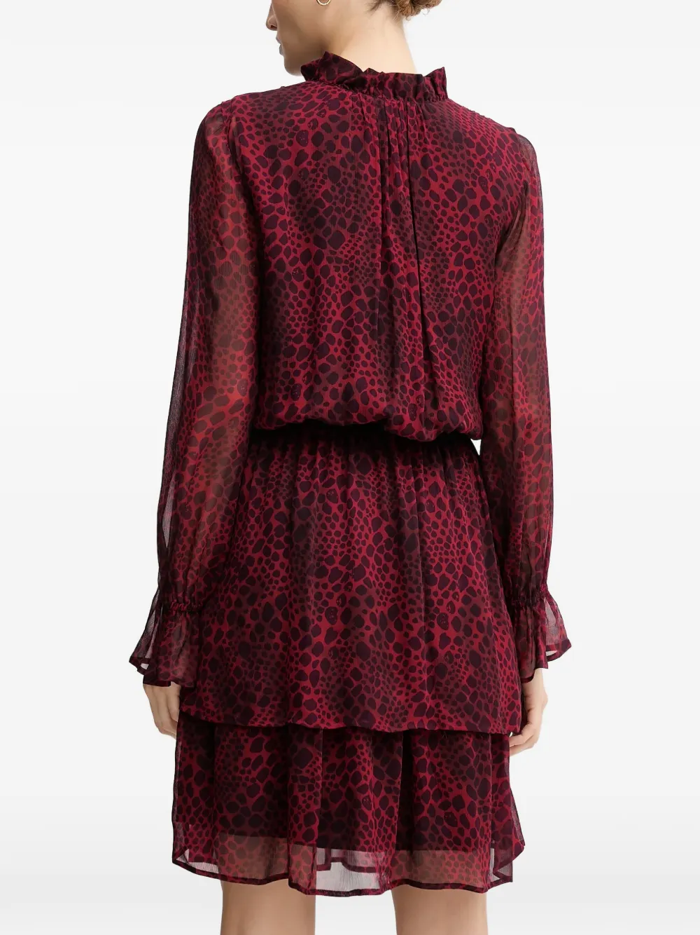  Marc Aurel Ruffle Animal Print Dress - Red 