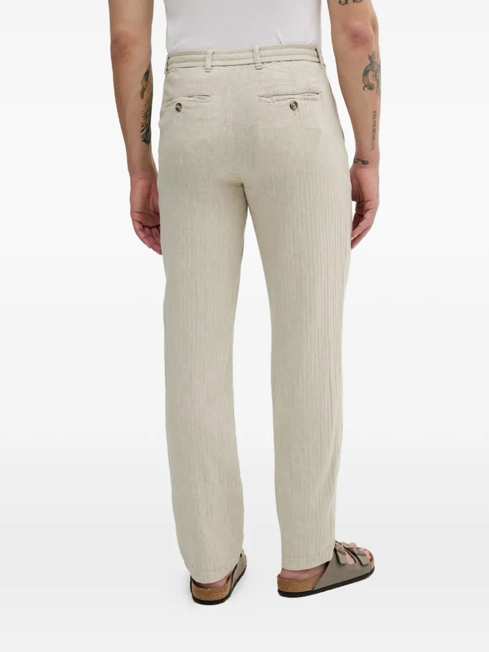  Lindbergh Drawstring Herringbone Trousers - Neutrals 