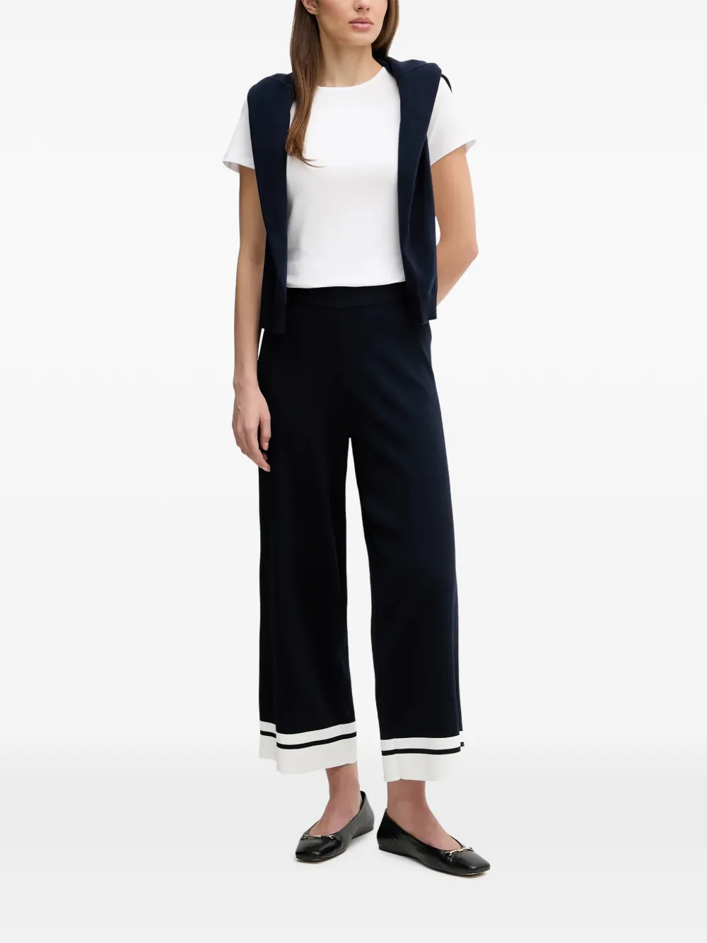  Joseph Ribkoff Striped Cropped Trousers - Blue 