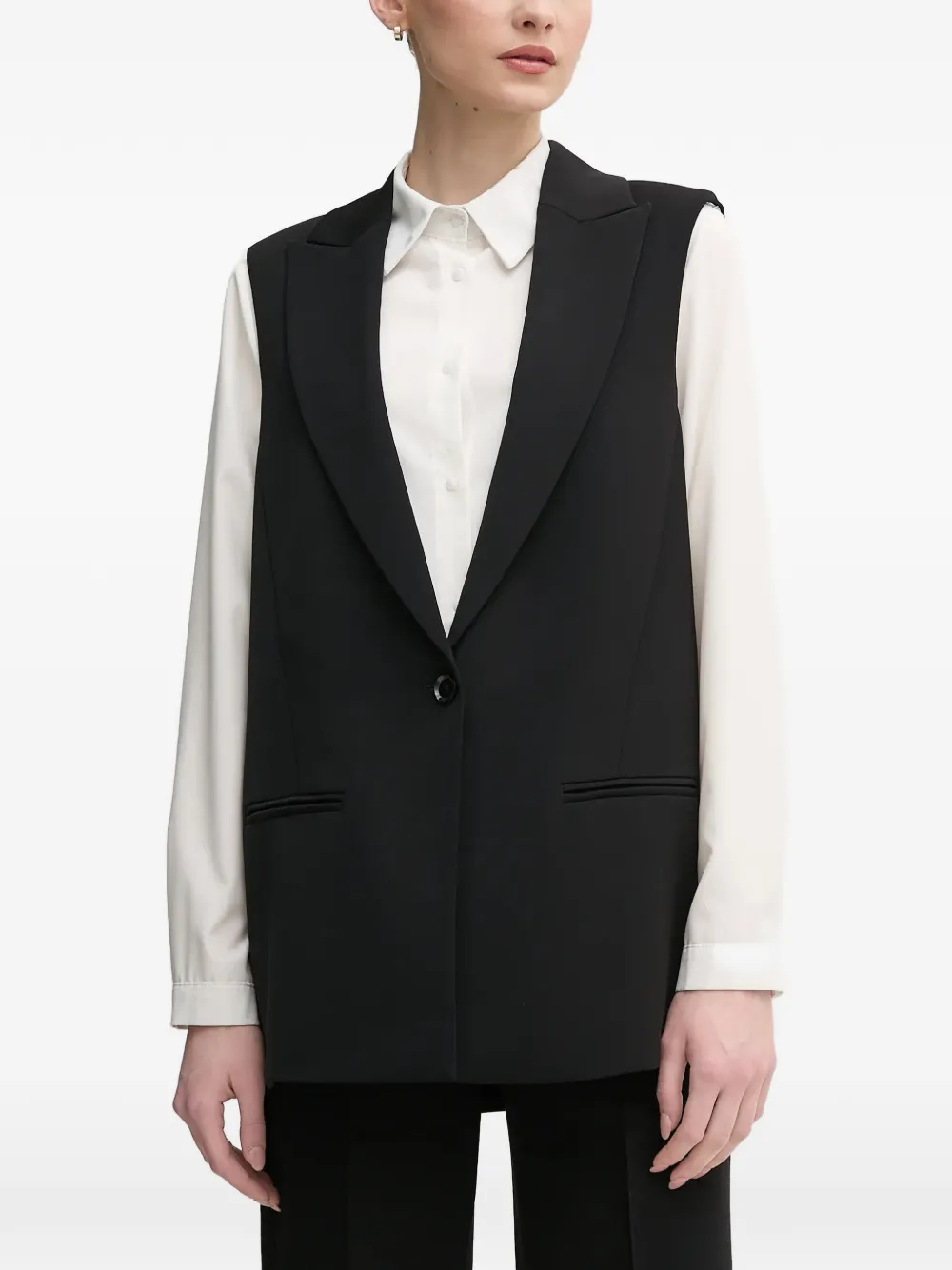 Marc Aurel button tailored gilet - Black