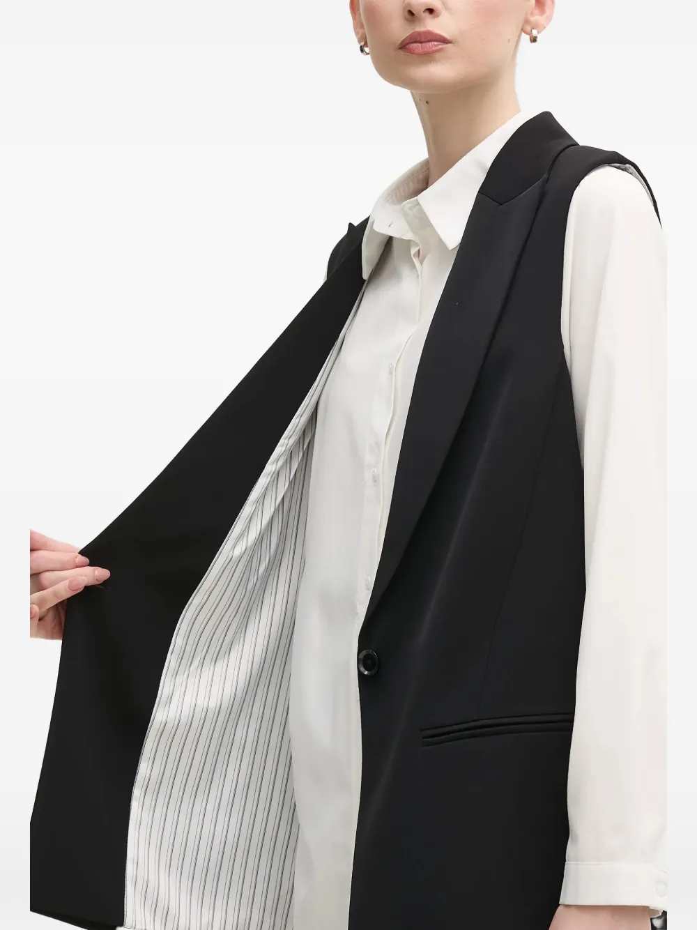  Marc Aurel Button Tailored Gilet - Black 