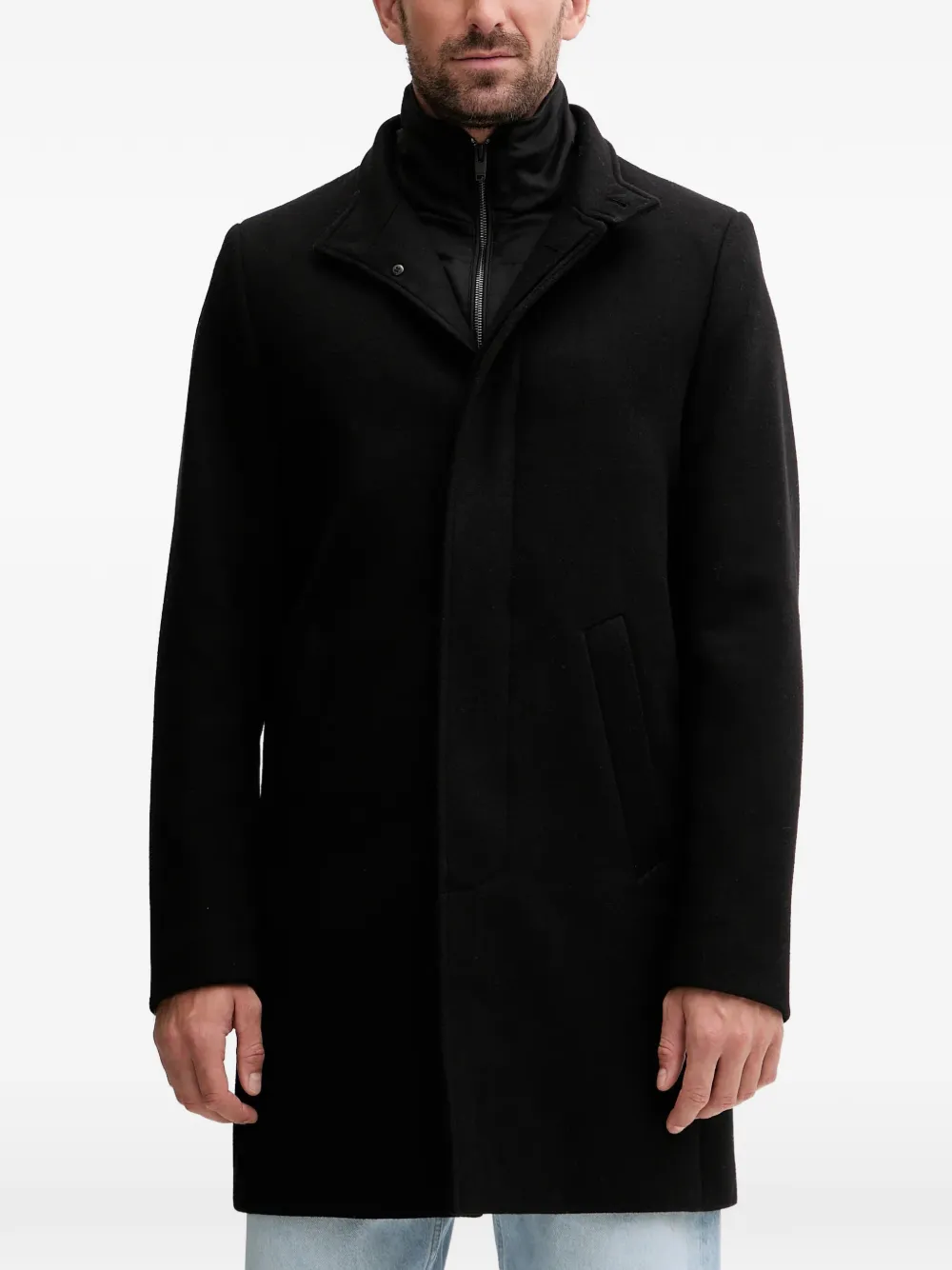 Lindberg funnel-neck button coat - Nero