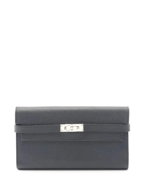 Hermès Pre-owned 2017 Kelly Bi-fold Leather Wallet in Blue