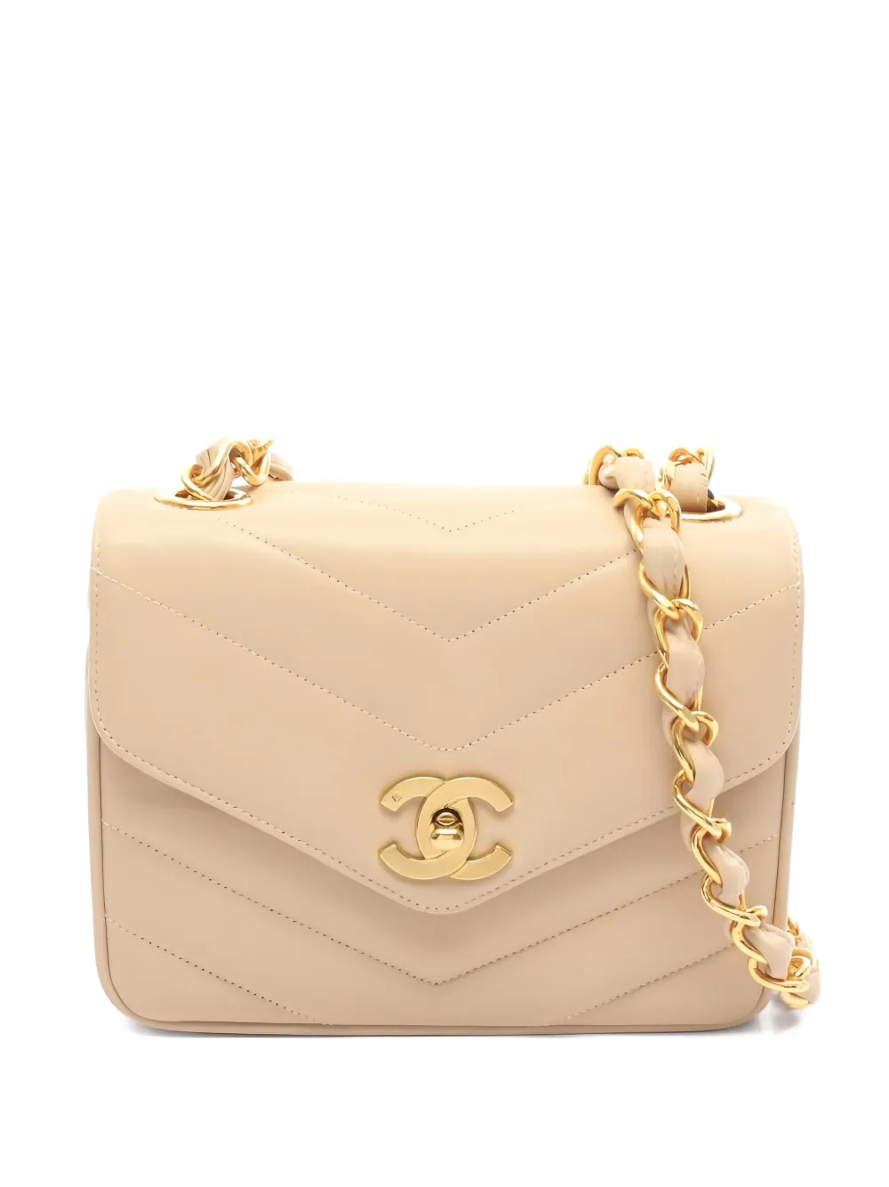 CHANEL Pre-Owned Borsa a spalla con motivo chevron 1994-1996 - Toni neutri