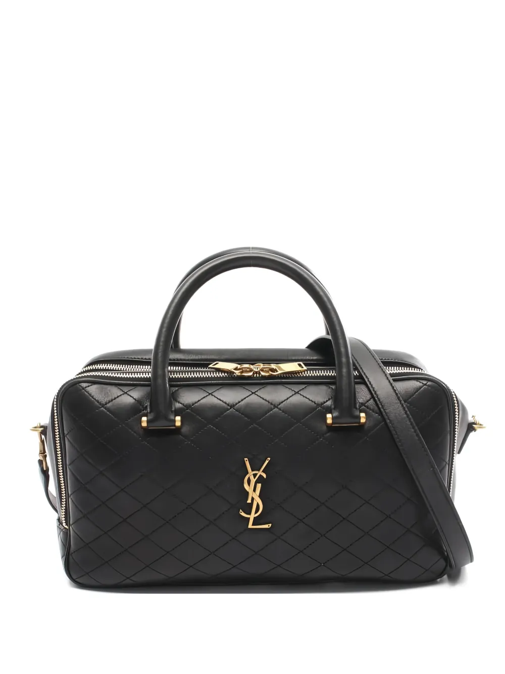 Saint Laurent Pre-Owned Borsa tote Duffel media in pelle trapuntata - Nero