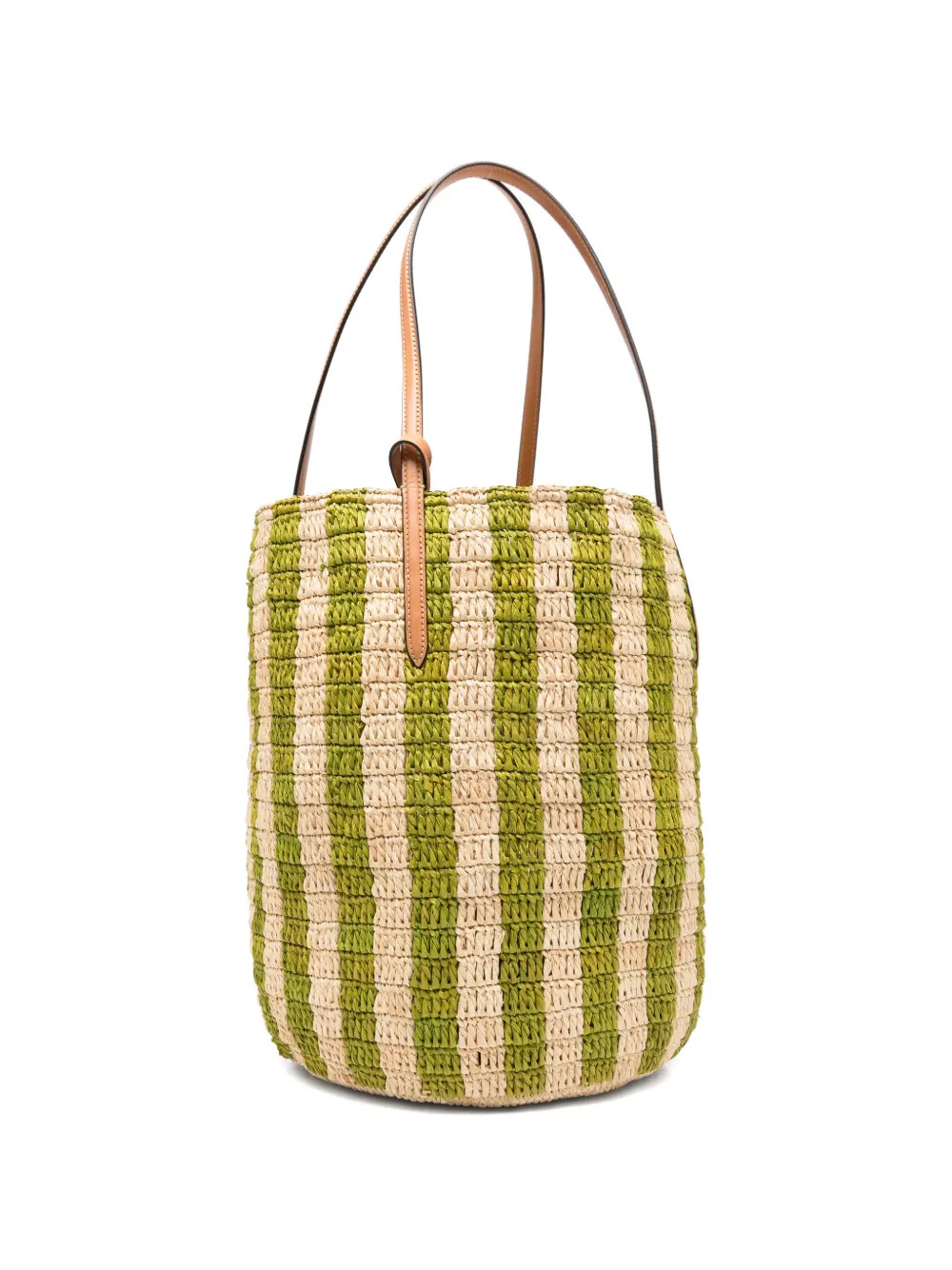 Valentino Garavani Gestreepte raffia shopper Groen