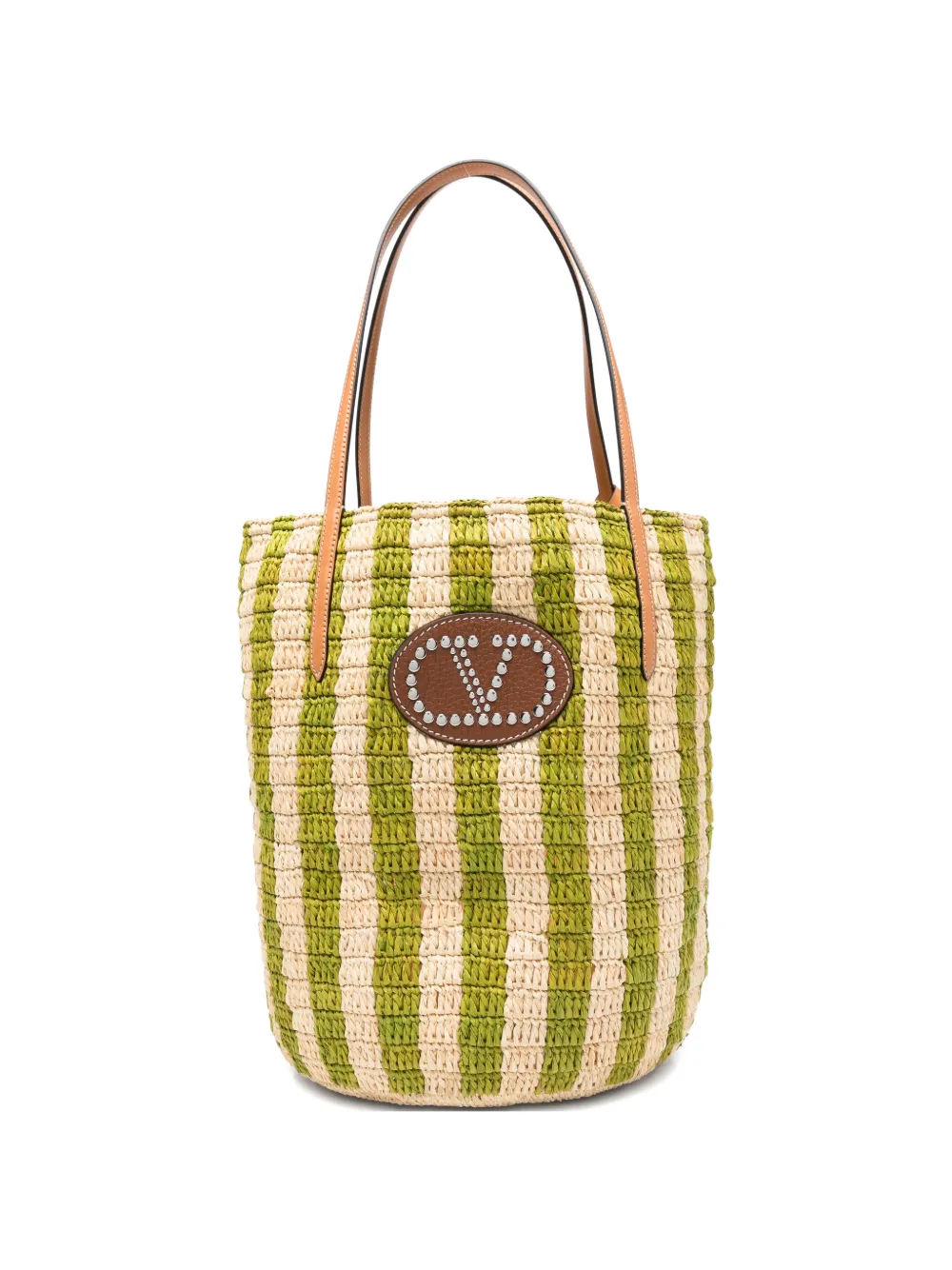 Valentino Garavani striped appliqué tote bag - Verde