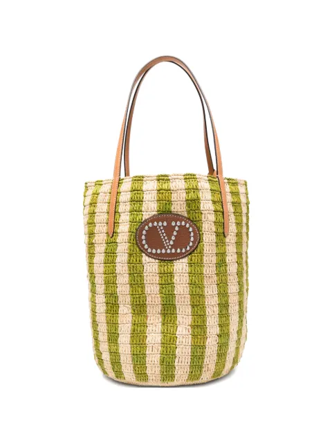 Valentino Garavani striped raffia shopping bag