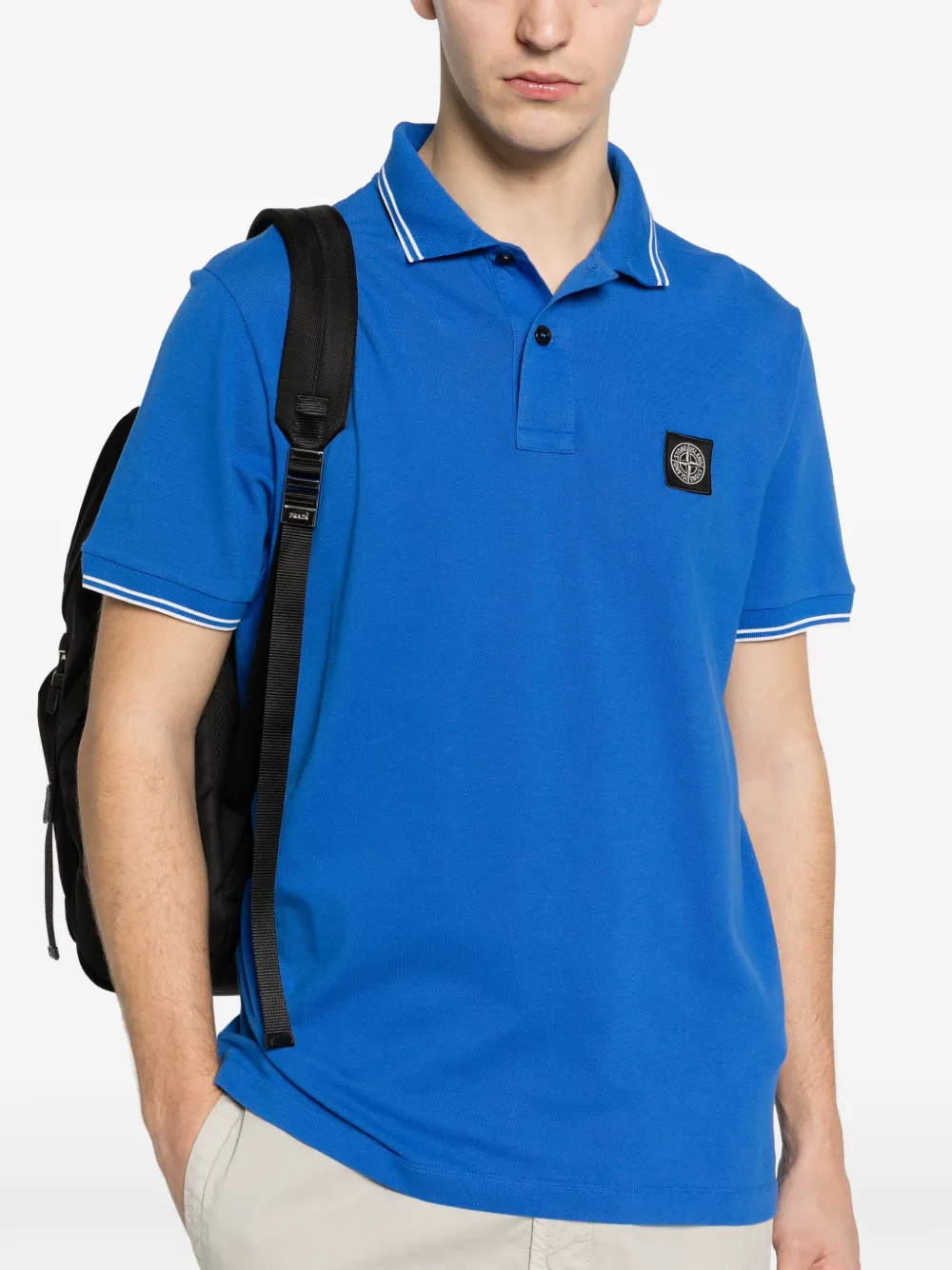 Stone Island Poloshirt met logopatch Blauw