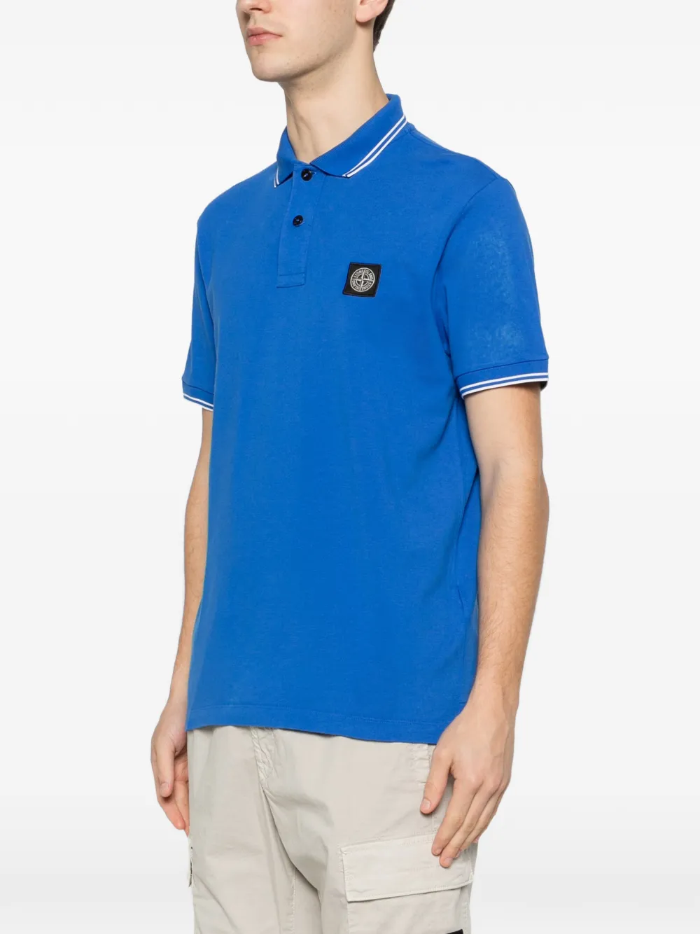 Stone Island Poloshirt met logopatch Blauw