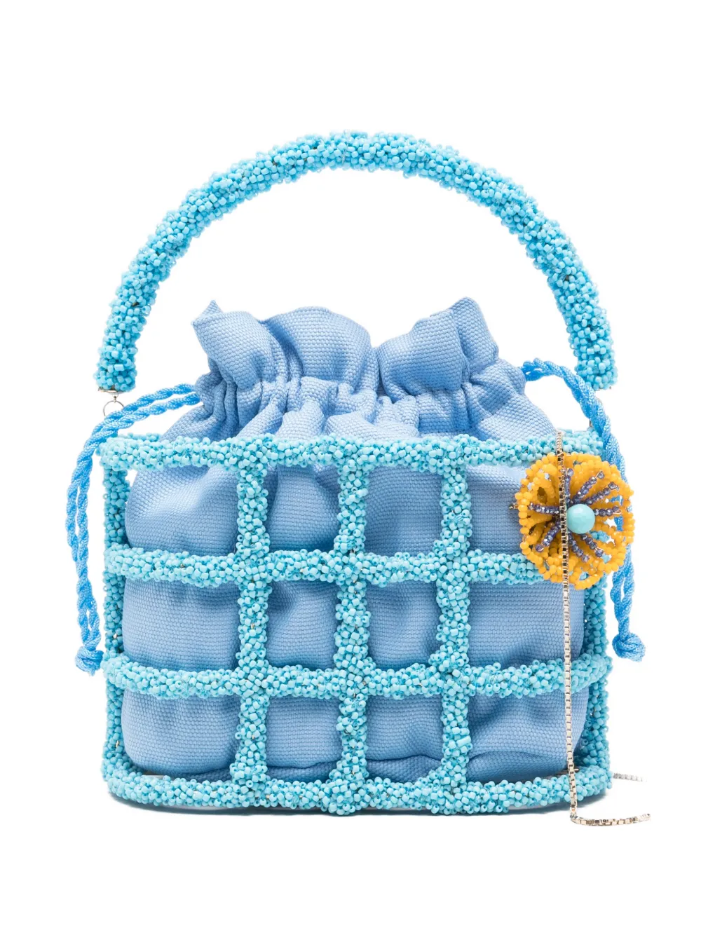 Rosantica mini beaded floral tote bag - Blu