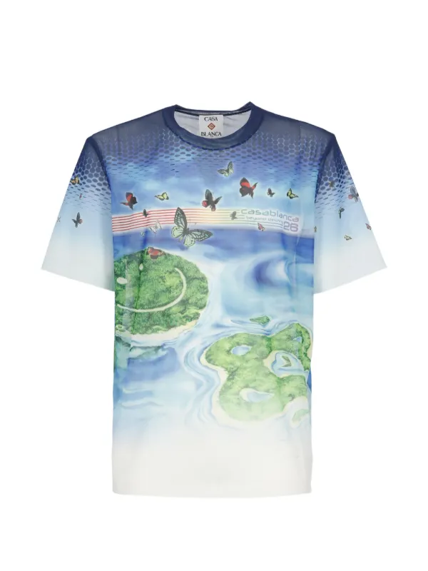 Casablanca Butterfly Print T-shirt in Blue