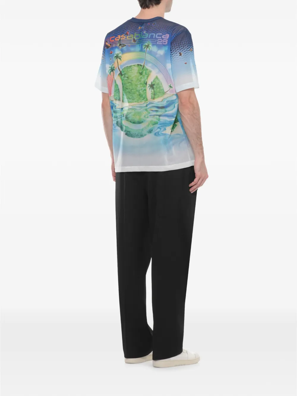 Casablanca T-shirt met vlinderprint Blauw
