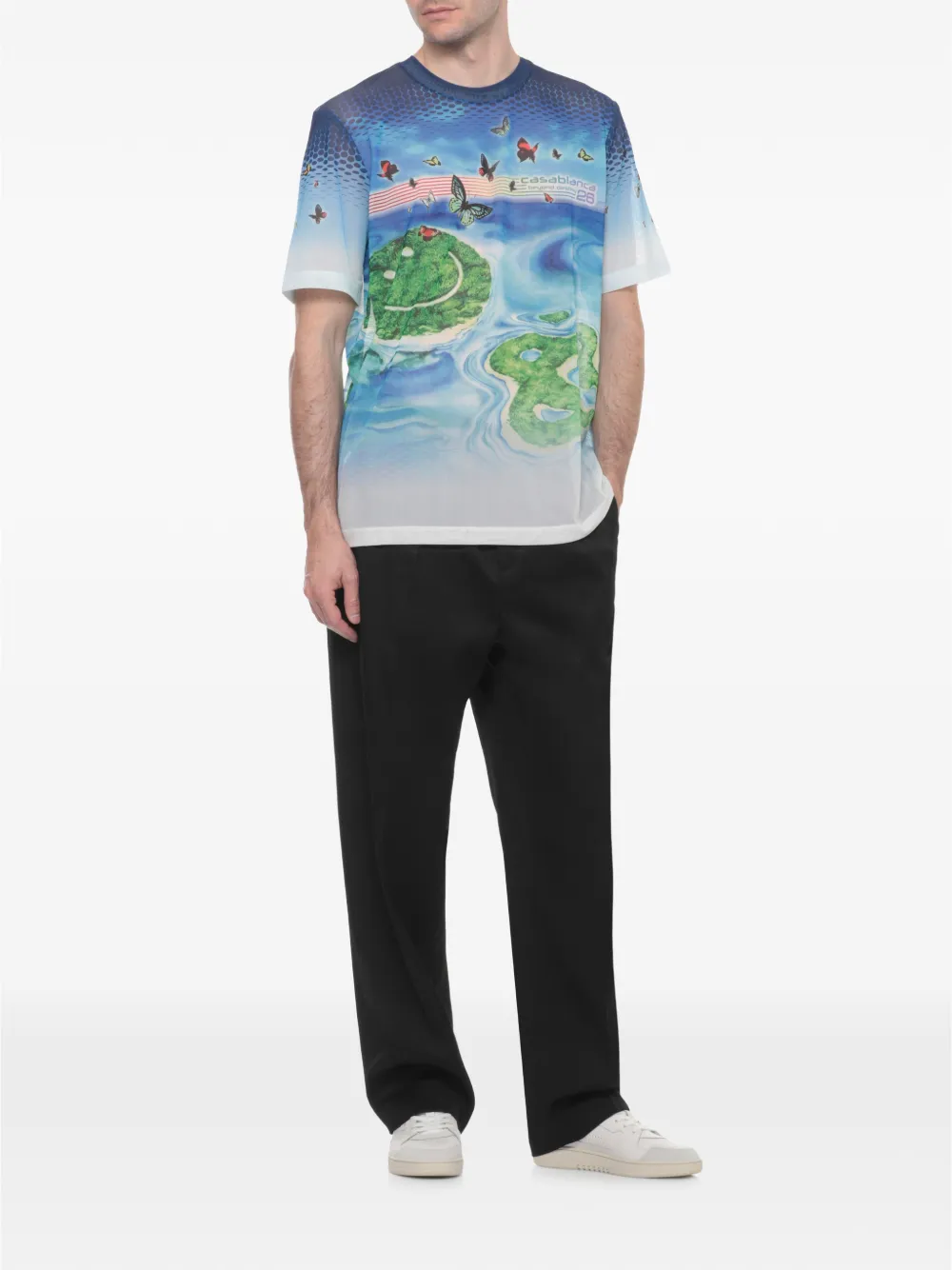 Casablanca T-shirt met vlinderprint Blauw