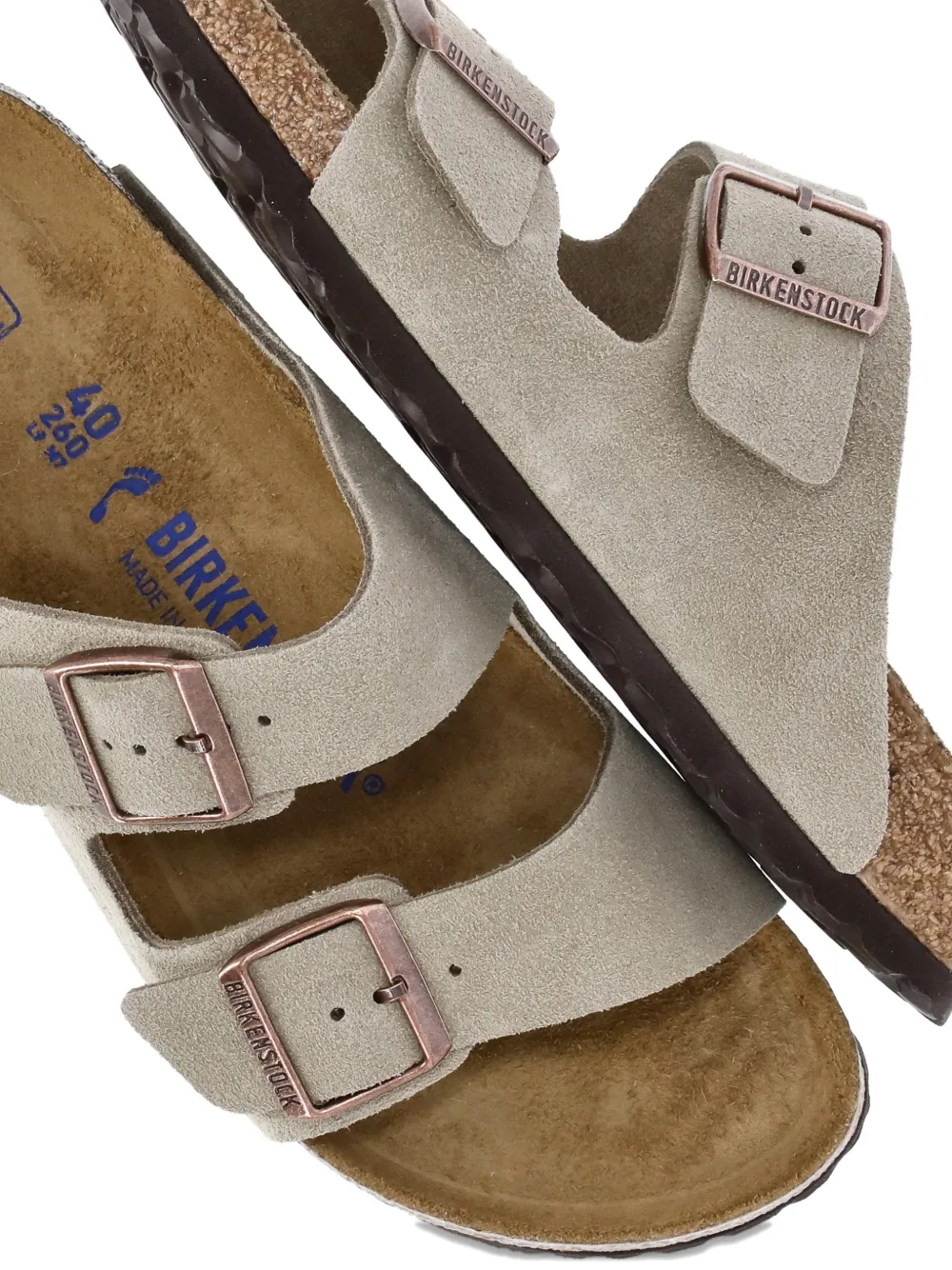 Birkenstock Arizona platte sandalen met gesp Beige