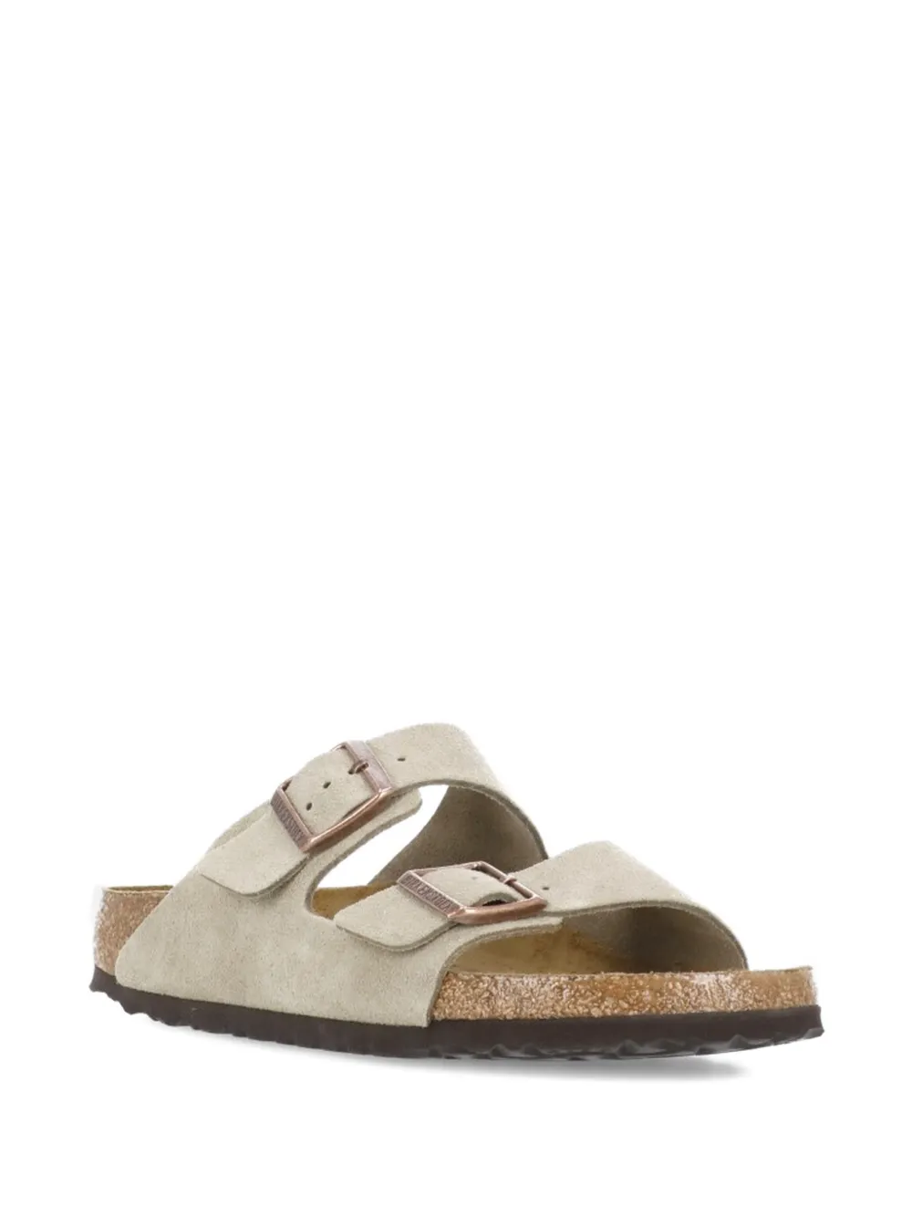 Birkenstock Arizona platte sandalen met gesp Beige