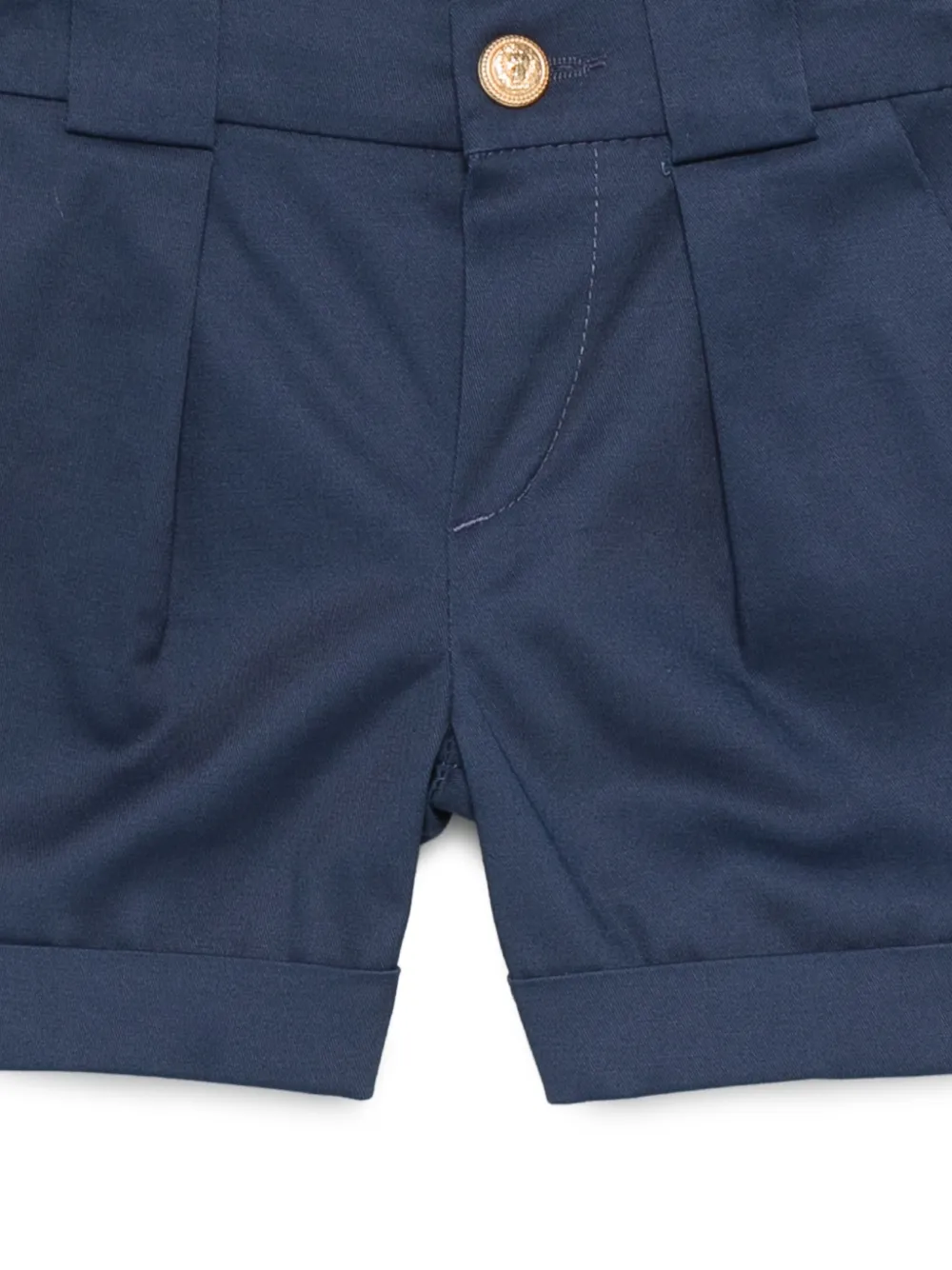  Balmain Kids Pleated Buttoned Shorts - Blue 