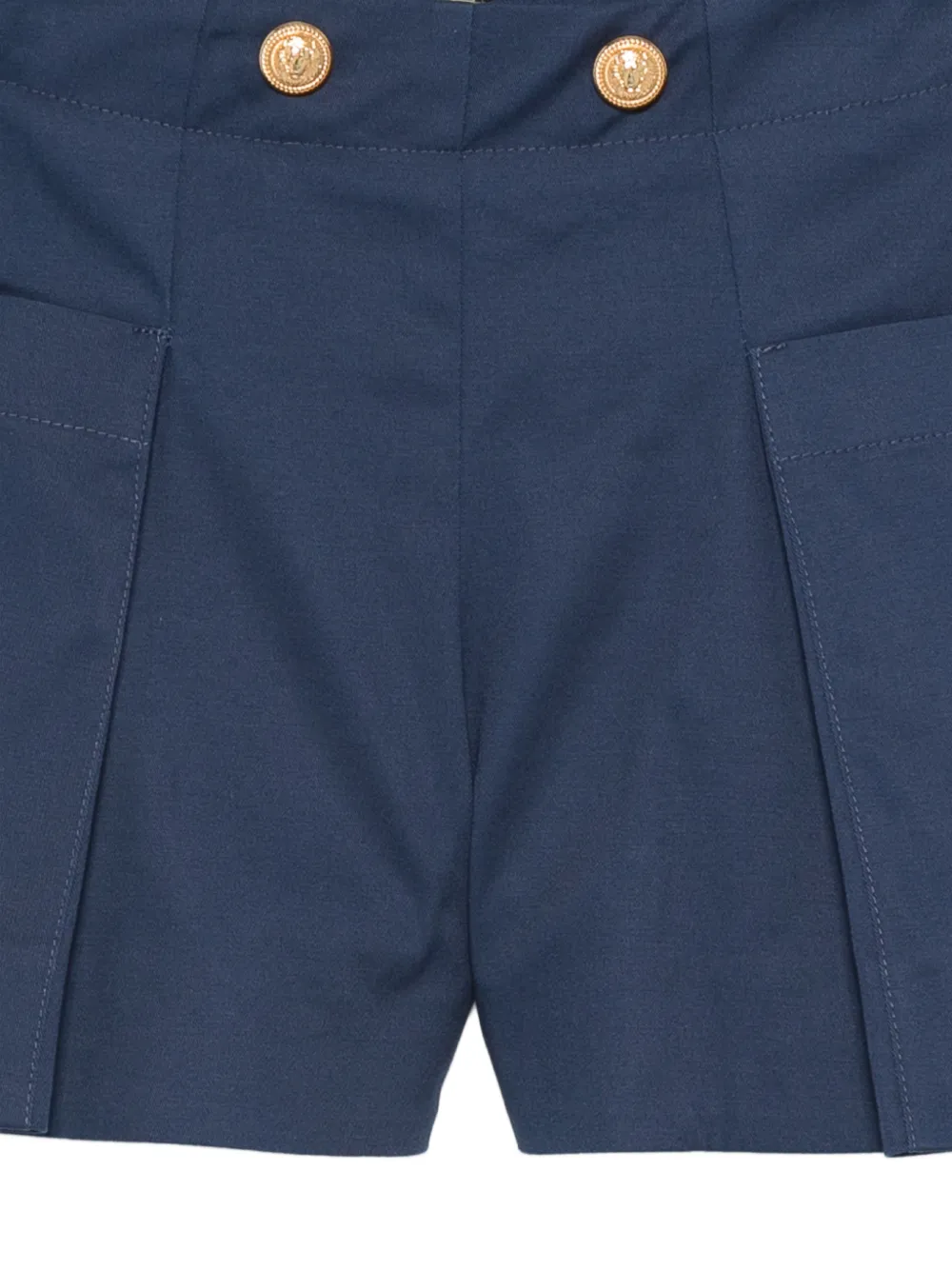  Balmain Kids Pleated Buttoned Shorts - Blue 