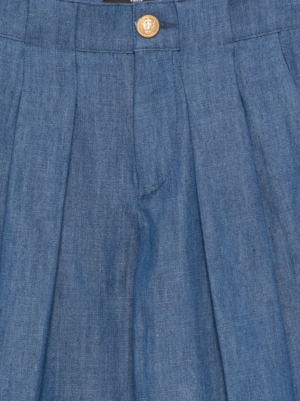  Balmain Kids Pleated Cuffed Trousers - Blue 