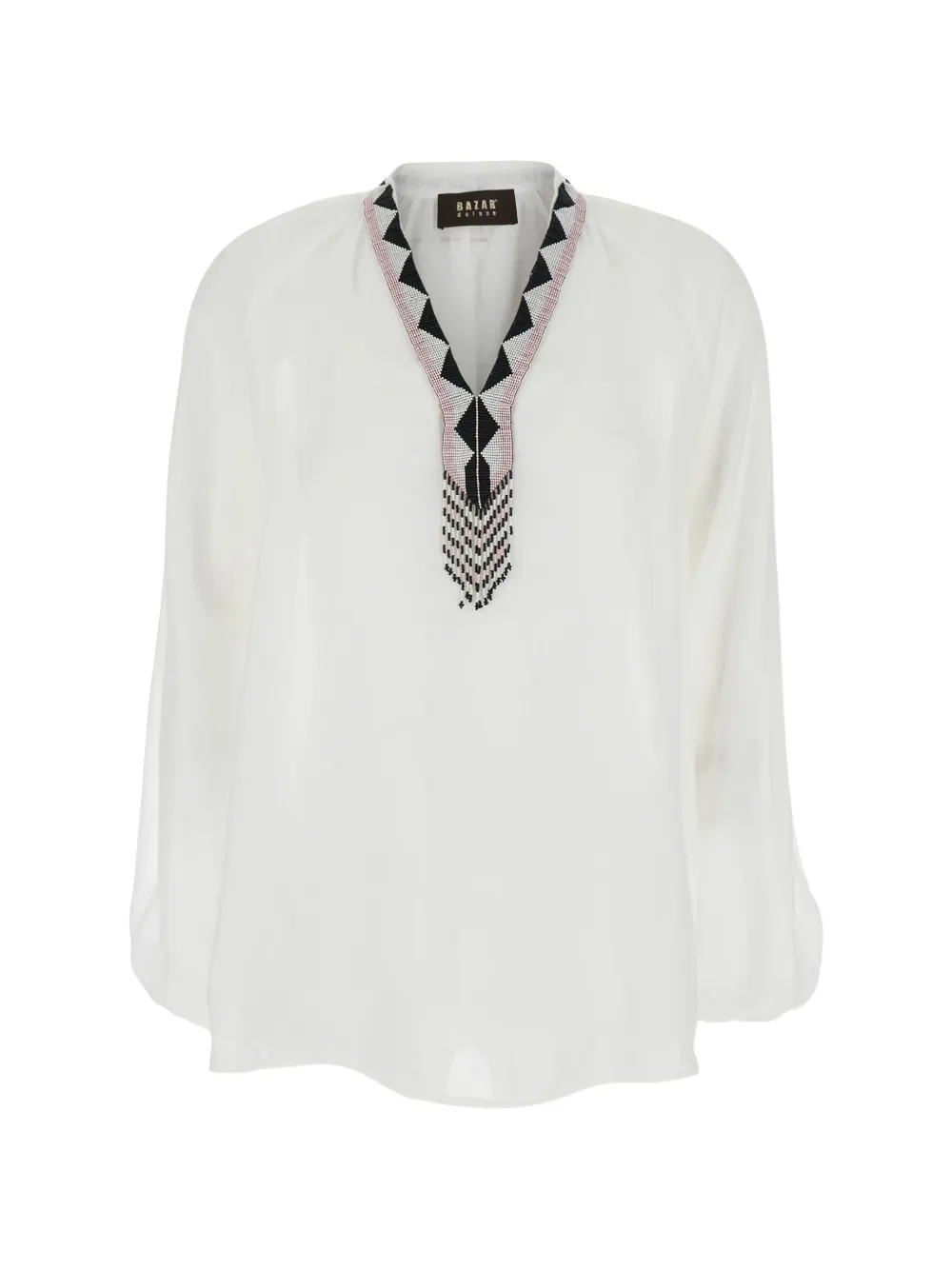 Bazar Deluxe beaded V-neck blouse - Bianco