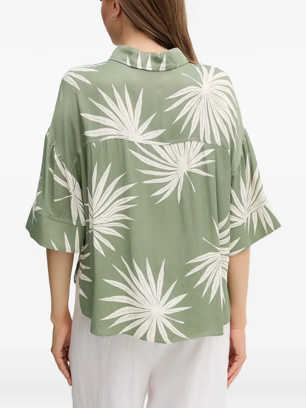  Oui Leaf Print Shirt - Green 