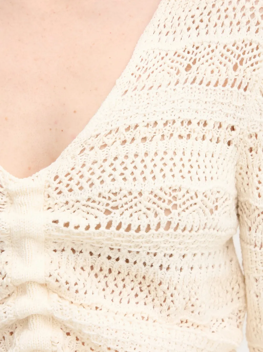 OUI Gehaakt vest met V-hals Wit