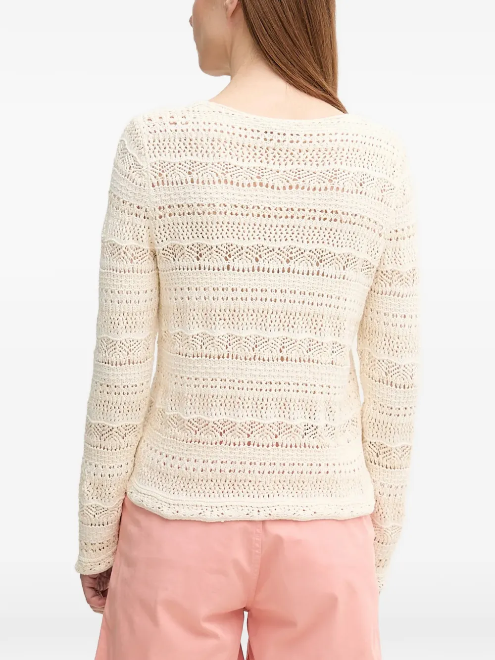  Oui V-neck Crochet Cardigan - White 