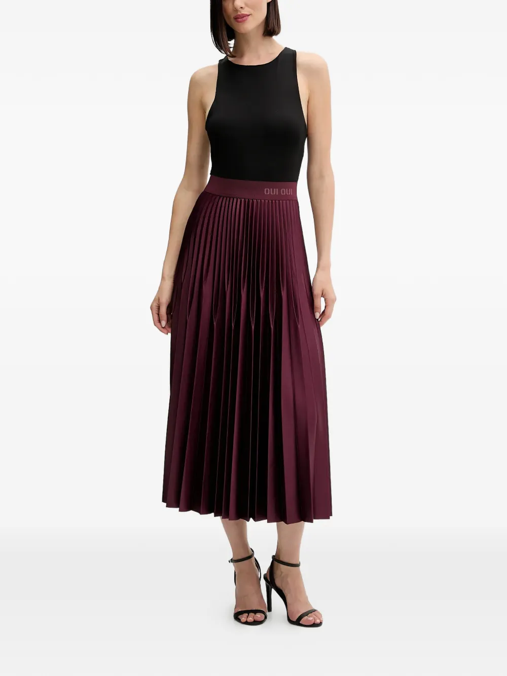  Oui Pleated Midi Skirt - Red 