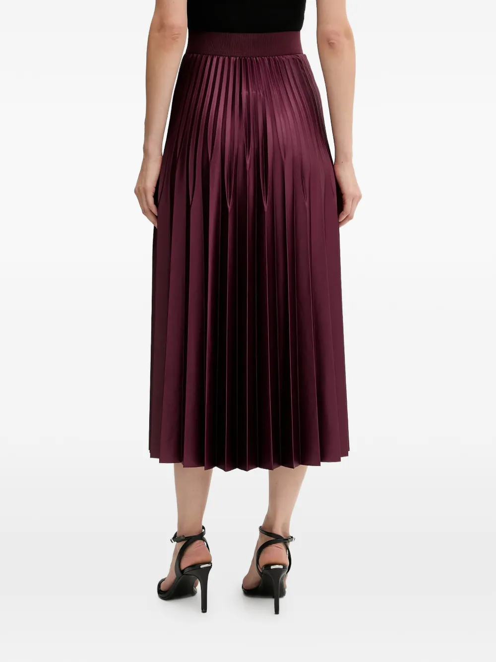  Oui Pleated Midi Skirt - Red 