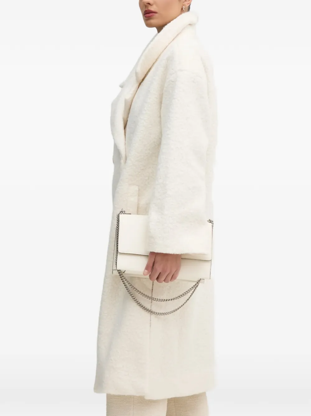  Oui Textured Double-breasted Coat - Neutrals 