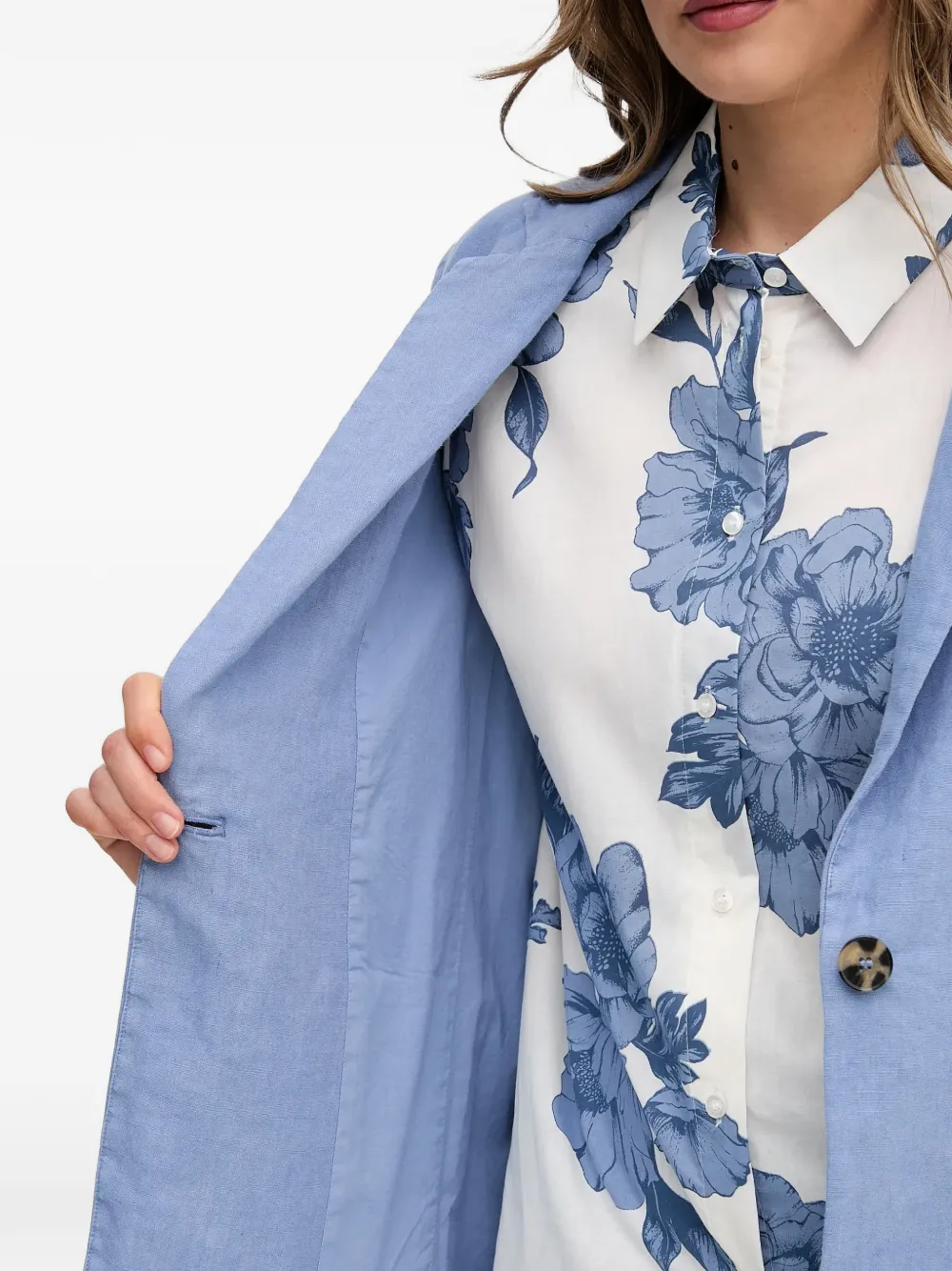 OUI Blazer met paspelzak Blauw
