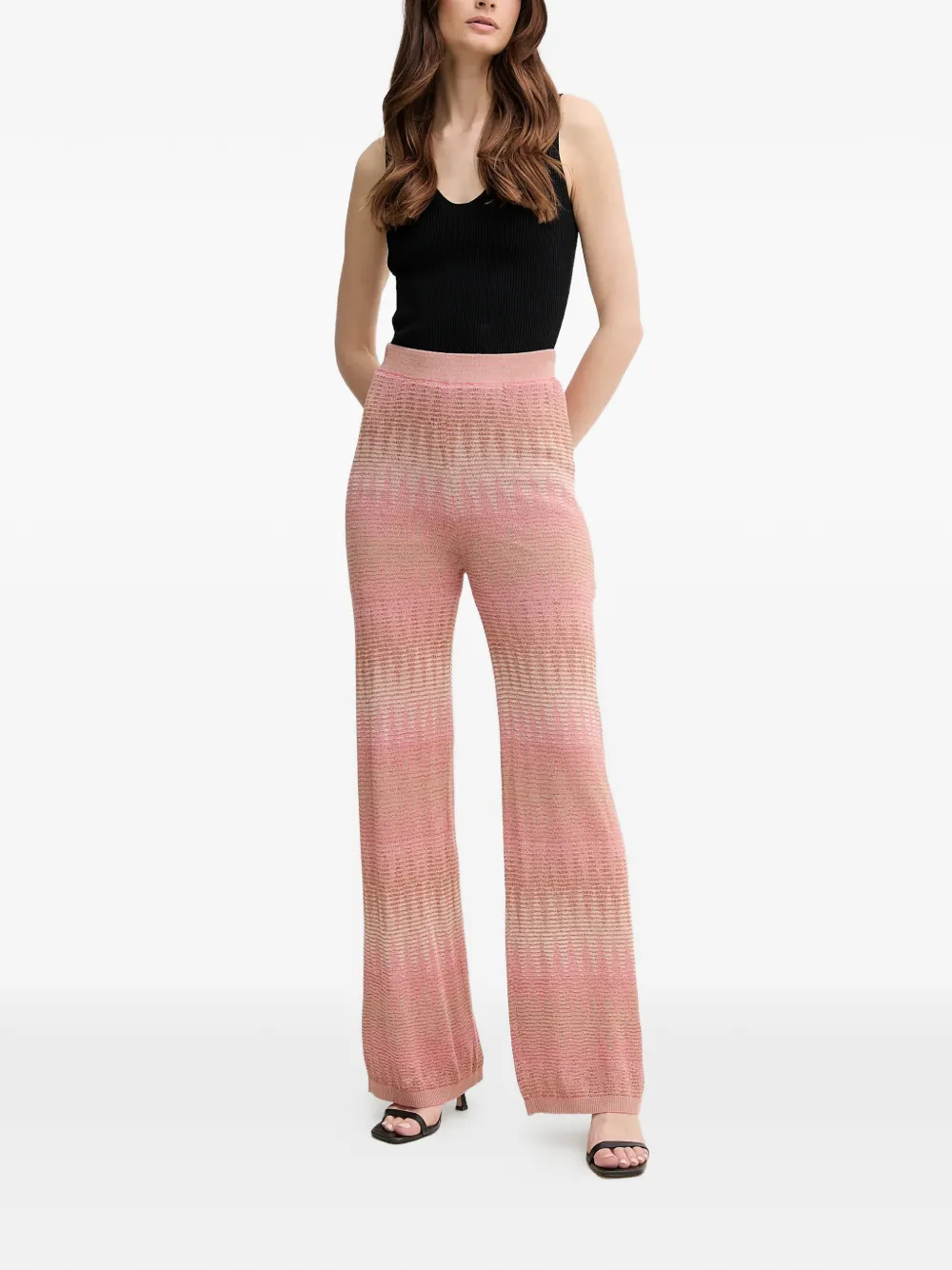  Oui Zig-zag-design Trousers - Pink 