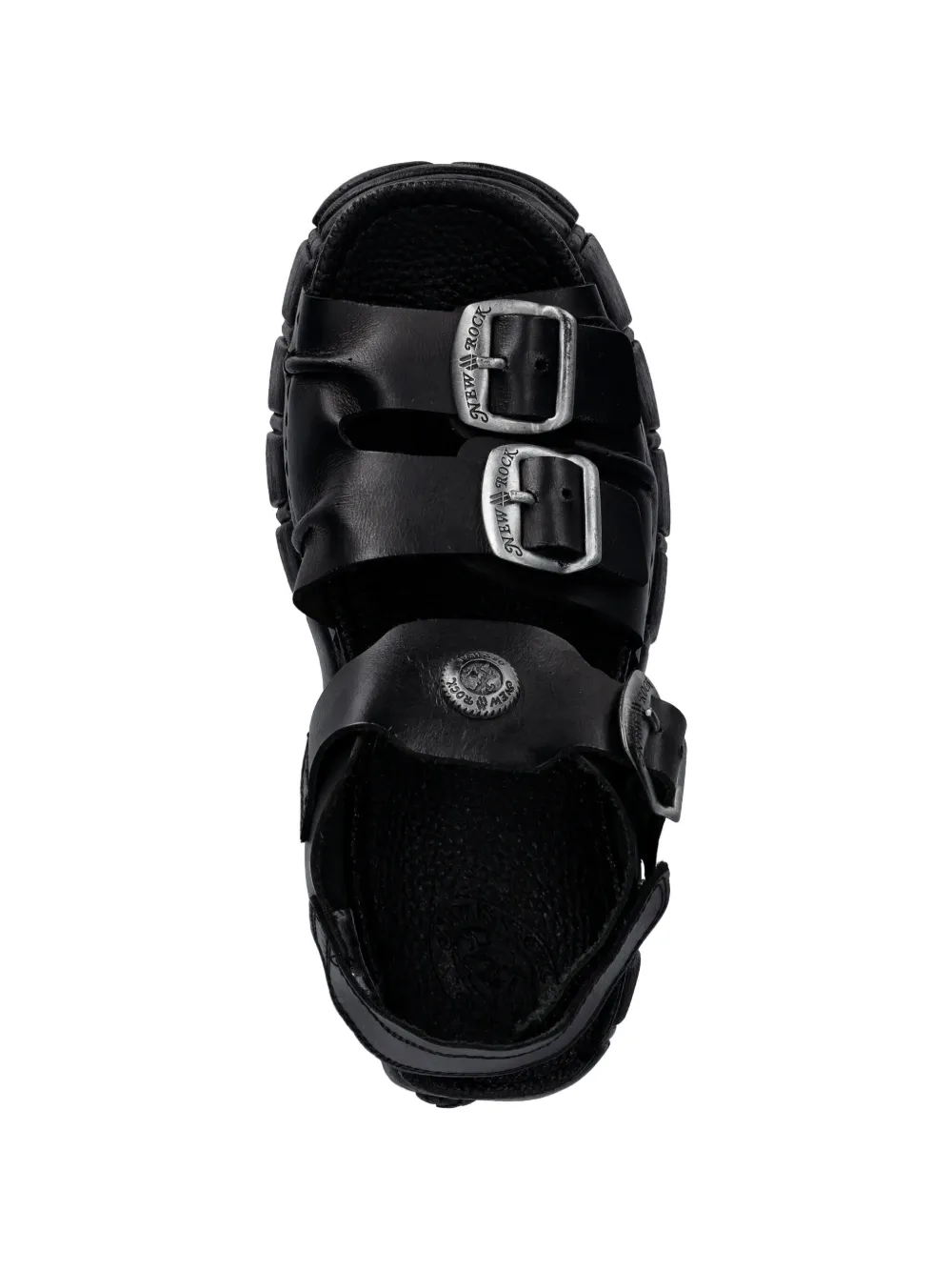 NEW ROCK Sandalen met gesp en plateauzool Zwart