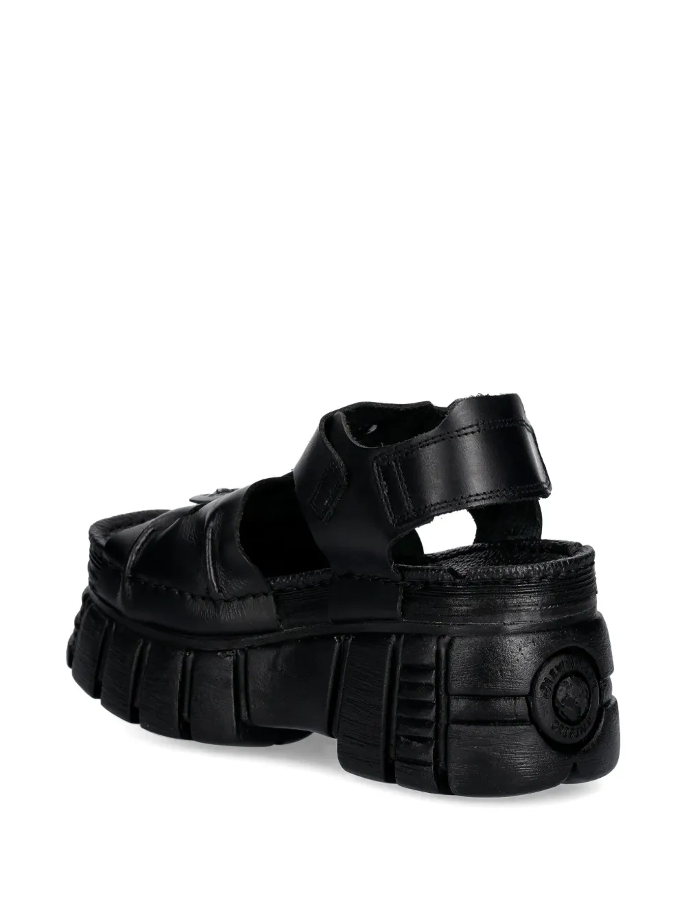 NEW ROCK Sandalen met gesp en plateauzool Zwart