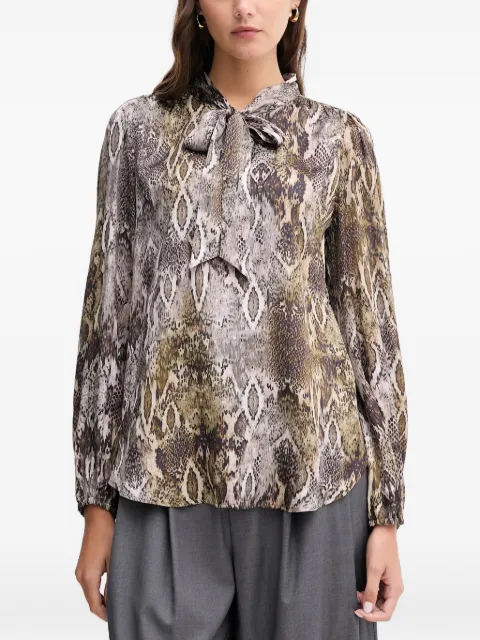 Marc Aurel snake-print bow blouse