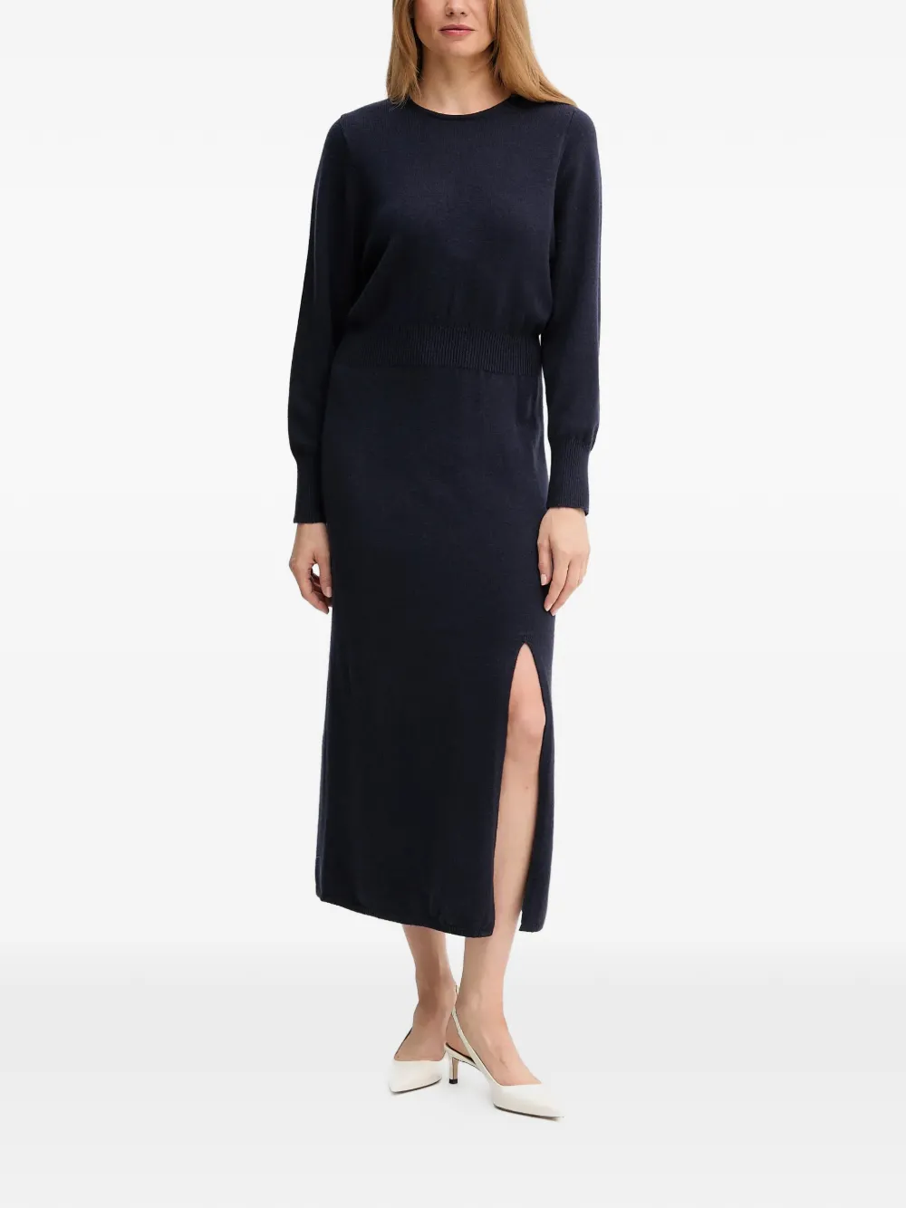 OUI side-slit midi dress - Blu