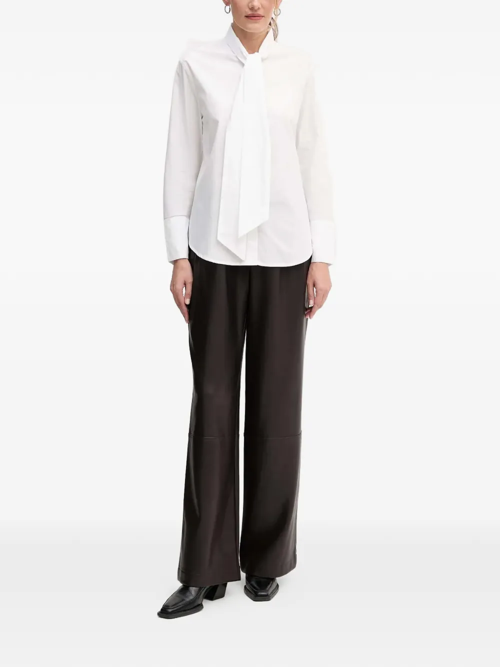  Oui Tie Neck Blouse - White 