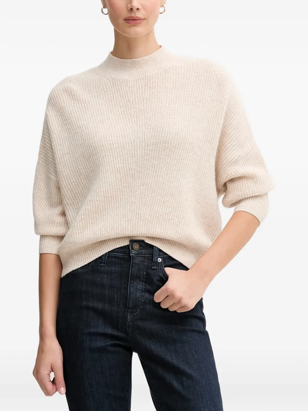 Oui Pullover mit Stehkragen - Nude