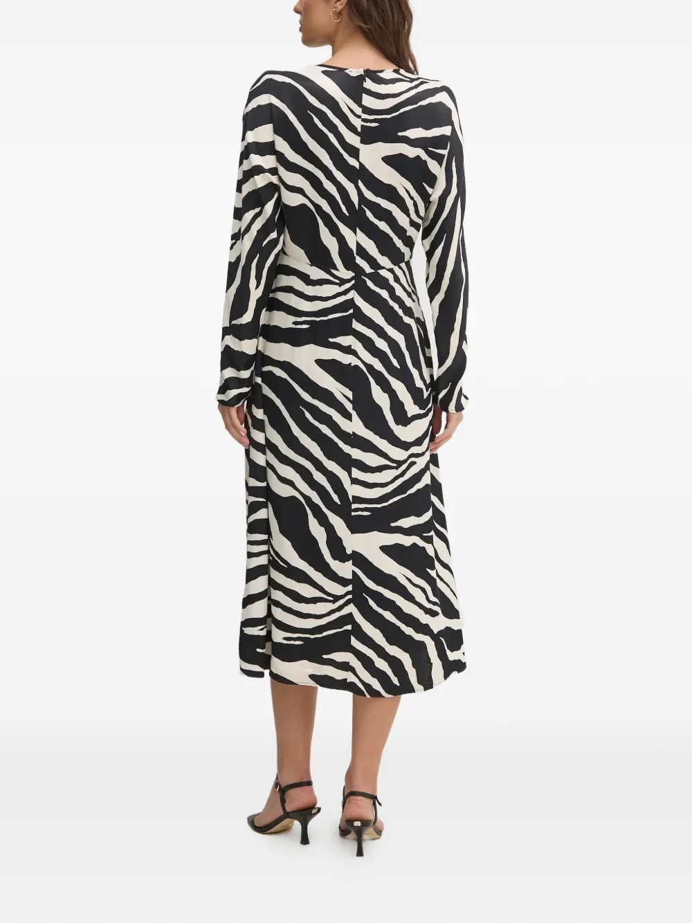 OUI Jurk met zebraprint en uitgesneden details Zwart