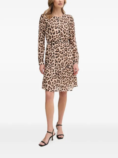 OUI vestido midi con estampado de leopardo y cinturón