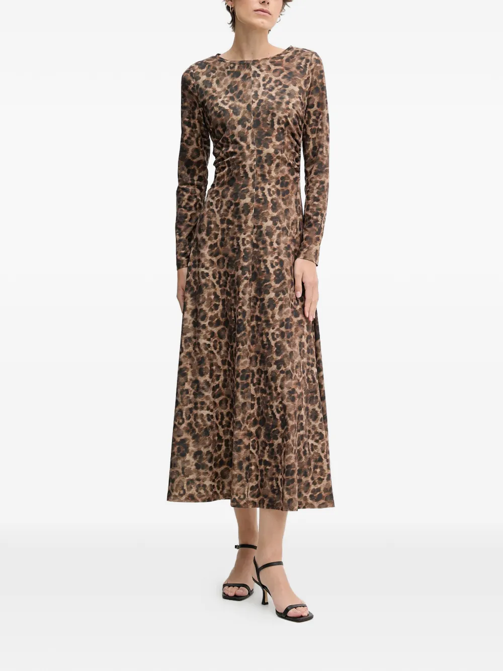 OUI animal-print midi dress - Marrone