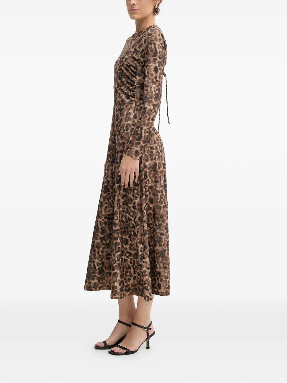 OUI Midi-jurk met dierenprint Bruin