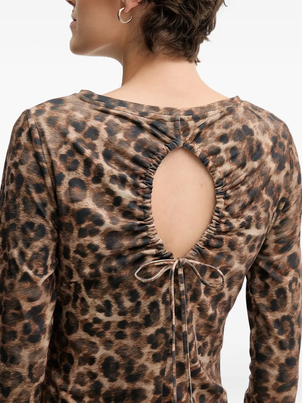 OUI Midi-jurk met dierenprint Bruin