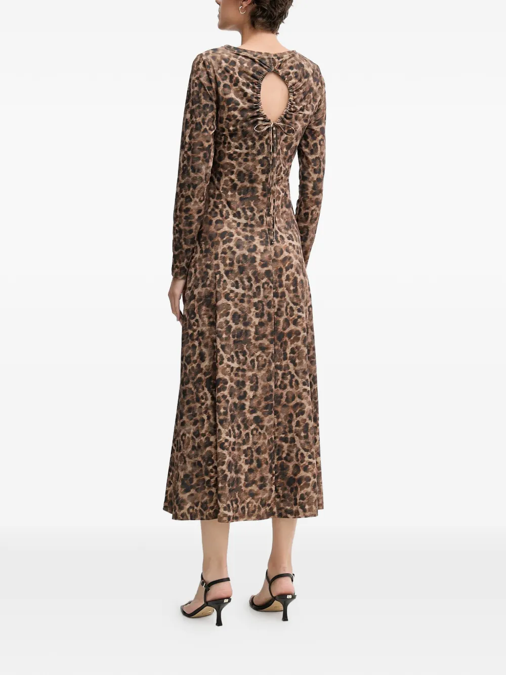 OUI Midi-jurk met dierenprint Bruin